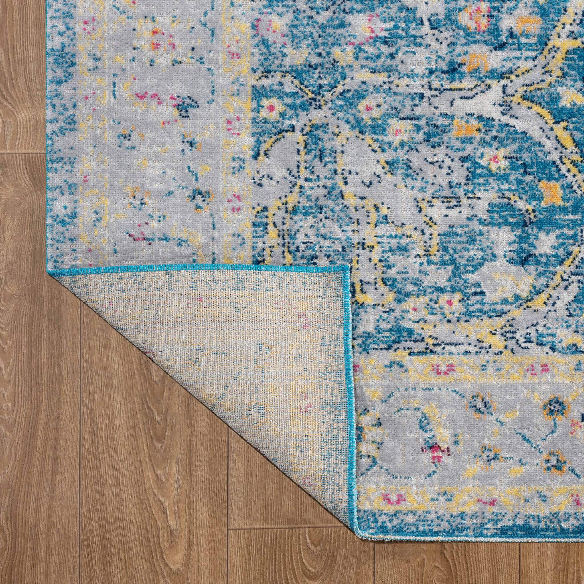 5' X 8' Blue Floral Stain Resistant Indoor Outdoor Area Rug - Homeroots - Flyclothing LLC
