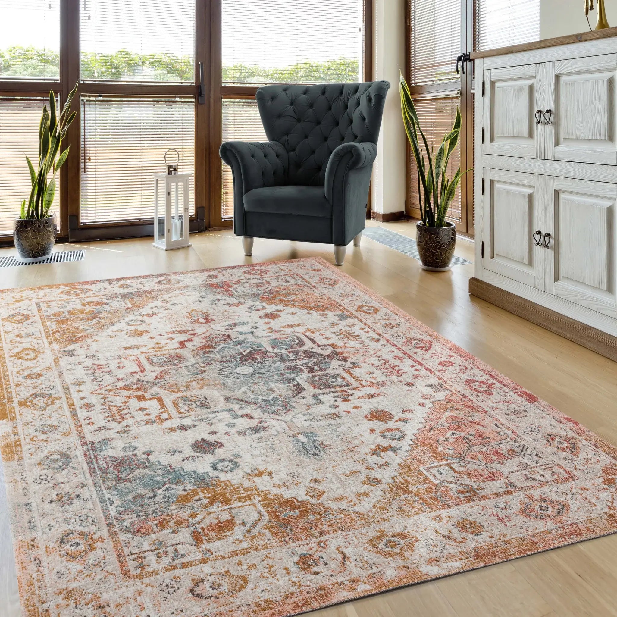 5' X 8' Beige Abstract Stain Resistant Indoor Outdoor Area Rug - Homeroots - Flyclothing LLC