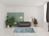 5' X 8' Blue And Ivory Floral Stain Resistant Indoor Outdoor Area Rug - Homeroots - Flyclothing LLC