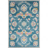 5' X 8' Blue And Ivory Floral Stain Resistant Indoor Outdoor Area Rug - Homeroots - Flyclothing LLC