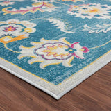 5' X 8' Blue And Ivory Floral Stain Resistant Indoor Outdoor Area Rug - Homeroots - Flyclothing LLC
