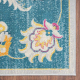 5' X 8' Blue And Ivory Floral Stain Resistant Indoor Outdoor Area Rug - Homeroots - Flyclothing LLC