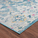 8' X 10' Blue And Gray Floral Stain Resistant Indoor Outdoor Area Rug - Homeroots