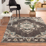 5' X 8' Brown Floral Stain Resistant Indoor Outdoor Area Rug - Homeroots - Flyclothing LLC