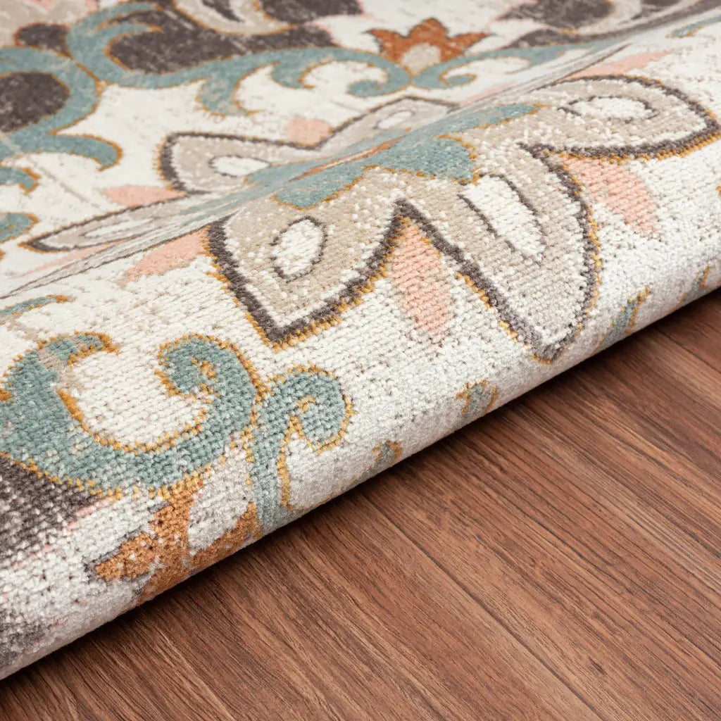 8' X 10' Brown Floral Stain Resistant Indoor Outdoor Area Rug - Homeroots - Flyclothing LLC