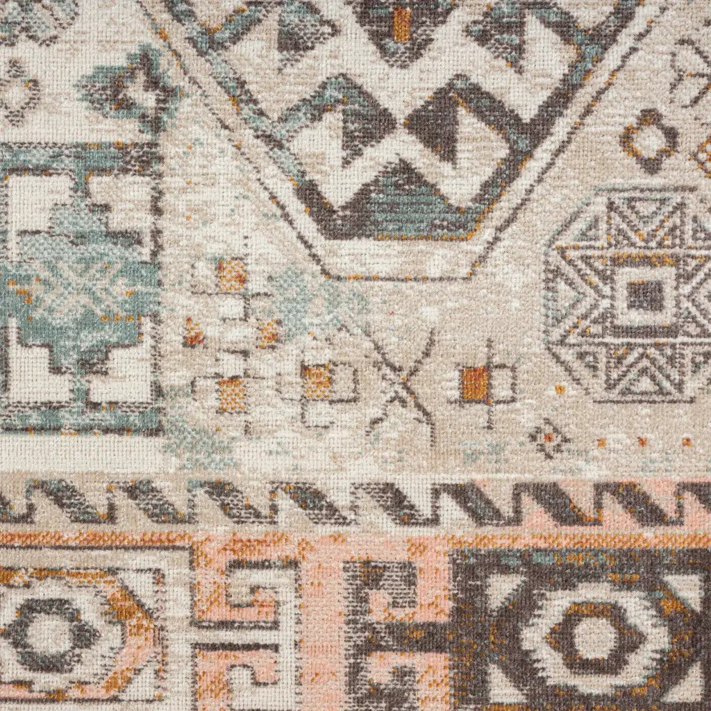 5' X 8' Cream Geometric Stain Resistant Indoor Outdoor Area Rug - Homeroots - Flyclothing LLC