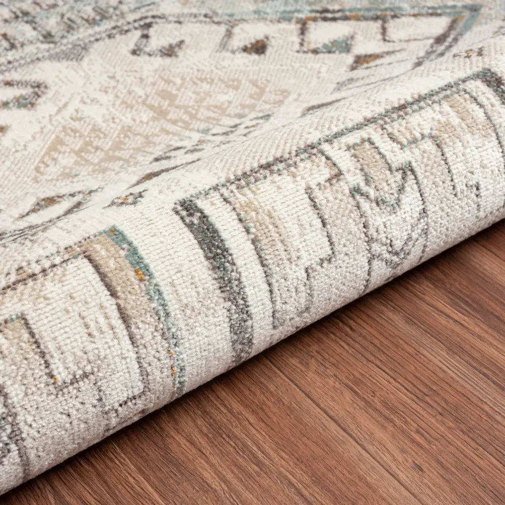 5' X 8' Cream Geometric Stain Resistant Indoor Outdoor Area Rug - Homeroots - Flyclothing LLC