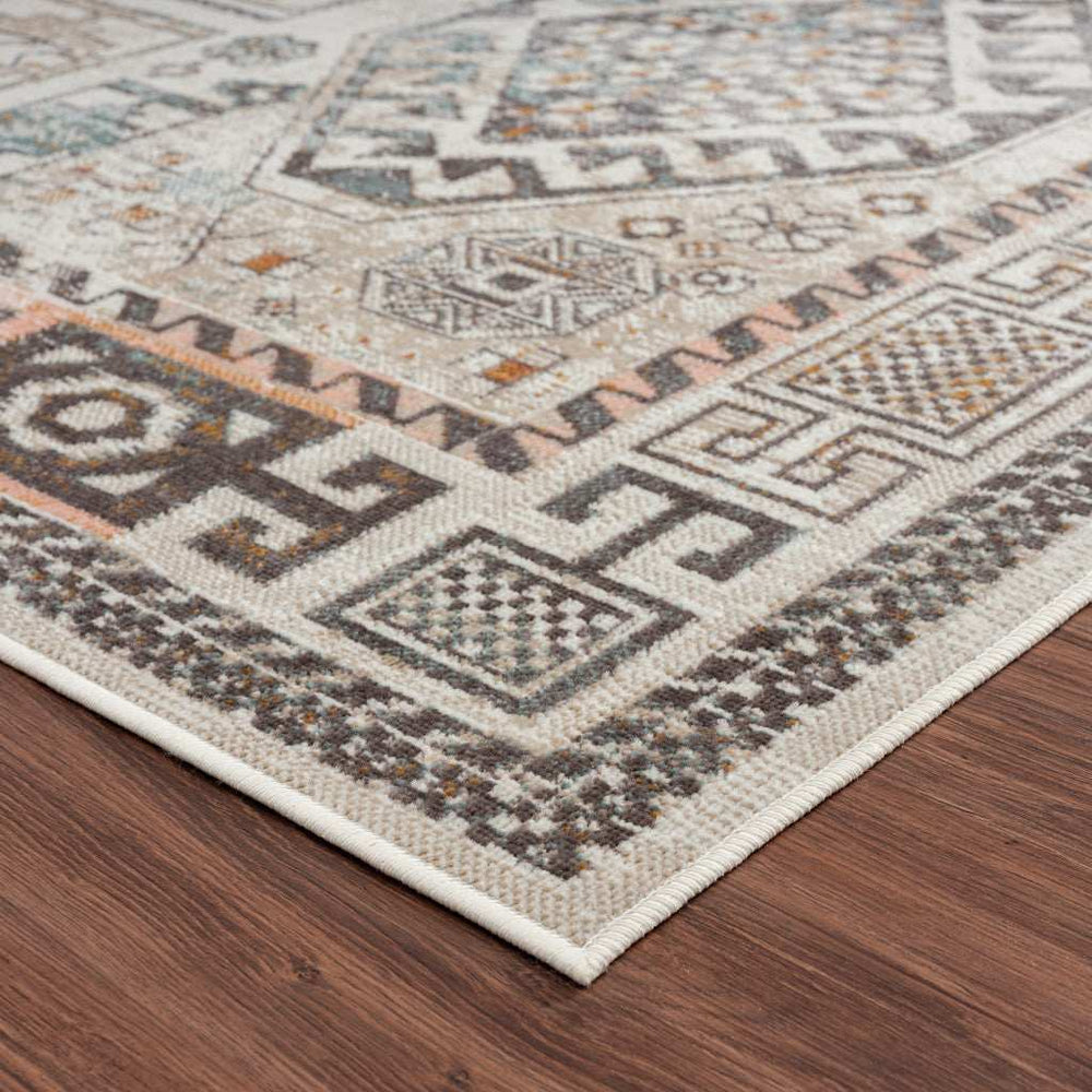 8' X 10' Cream Geometric Stain Resistant Indoor Outdoor Area Rug - Homeroots - Flyclothing LLC