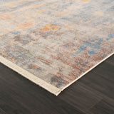 4' X 6' Gray Beige Blue And Yellow Abstract Power Loom Distressed Stain Resistant Area Rug - Homeroots - Flyclothing LLC