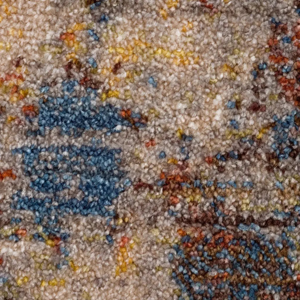 5' X 8' Gray Beige Blue And Yellow Abstract Power Loom Distressed Stain Resistant Area Rug - Homeroots - Flyclothing LLC