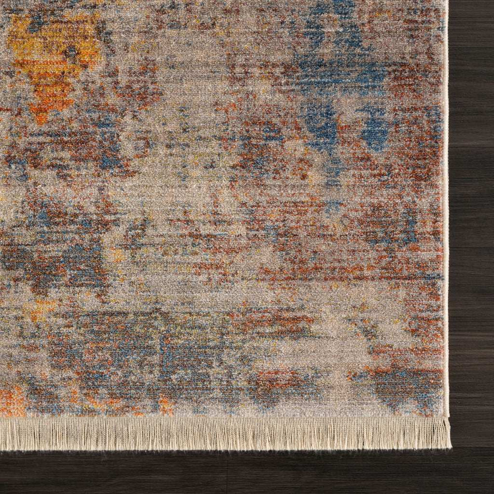 5' X 8' Gray Beige Blue And Yellow Abstract Power Loom Distressed Stain Resistant Area Rug - Homeroots - Flyclothing LLC