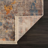 8' X 10' Gray Beige Blue And Yellow Abstract Power Loom Distressed Stain Resistant Area Rug