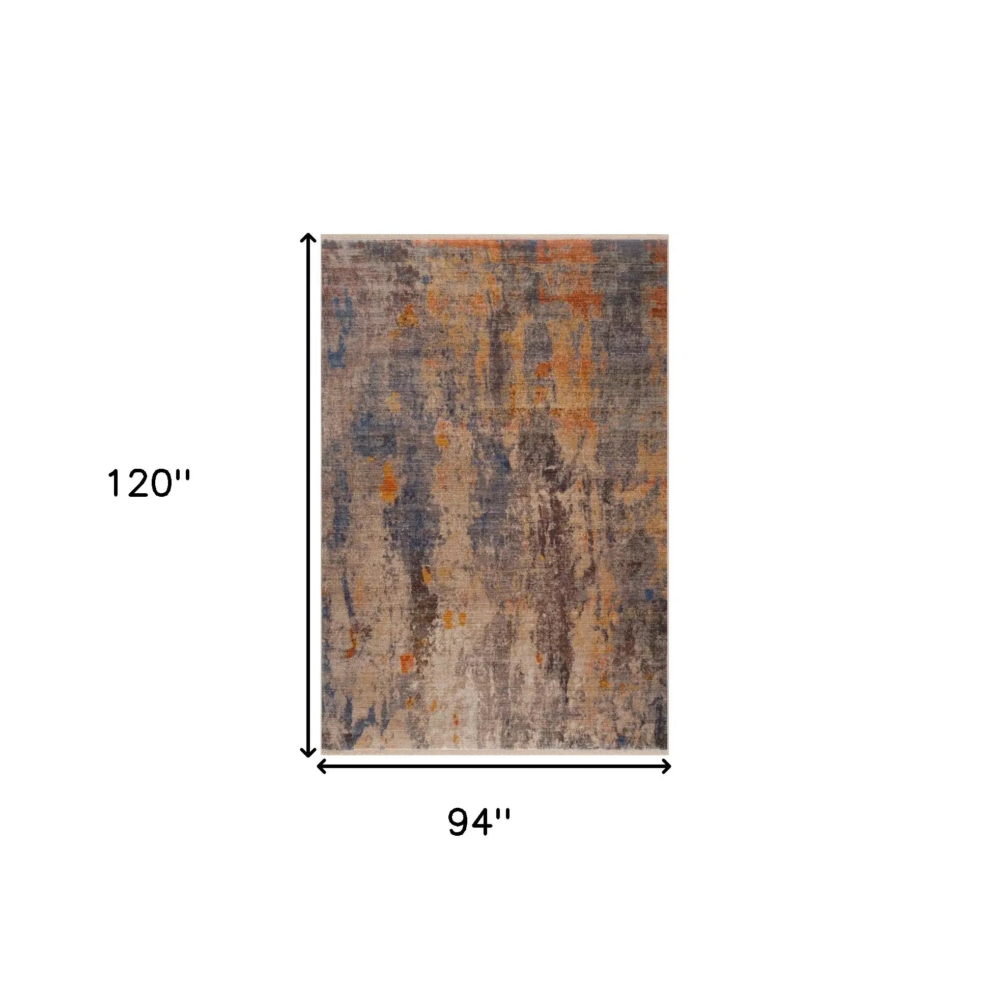 8' X 10' Gray Beige Blue And Yellow Abstract Power Loom Distressed Stain Resistant Area Rug - Homeroots - Flyclothing LLC