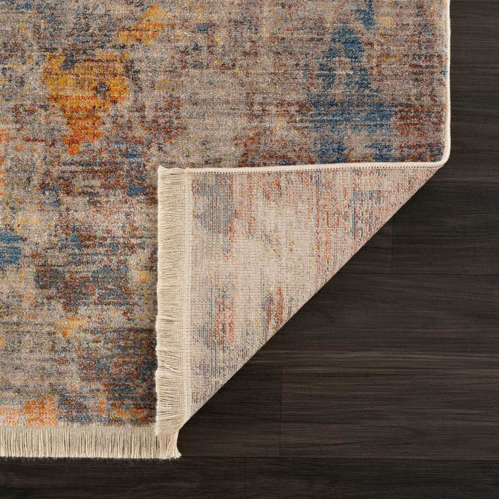 9' X 12' Gray Beige Blue And Yellow Abstract Power Loom Distressed Stain Resistant Area Rug - Homeroots - Flyclothing LLC