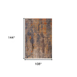 9' X 12' Gray Beige Blue And Yellow Abstract Power Loom Distressed Stain Resistant Area Rug - Homeroots - Flyclothing LLC