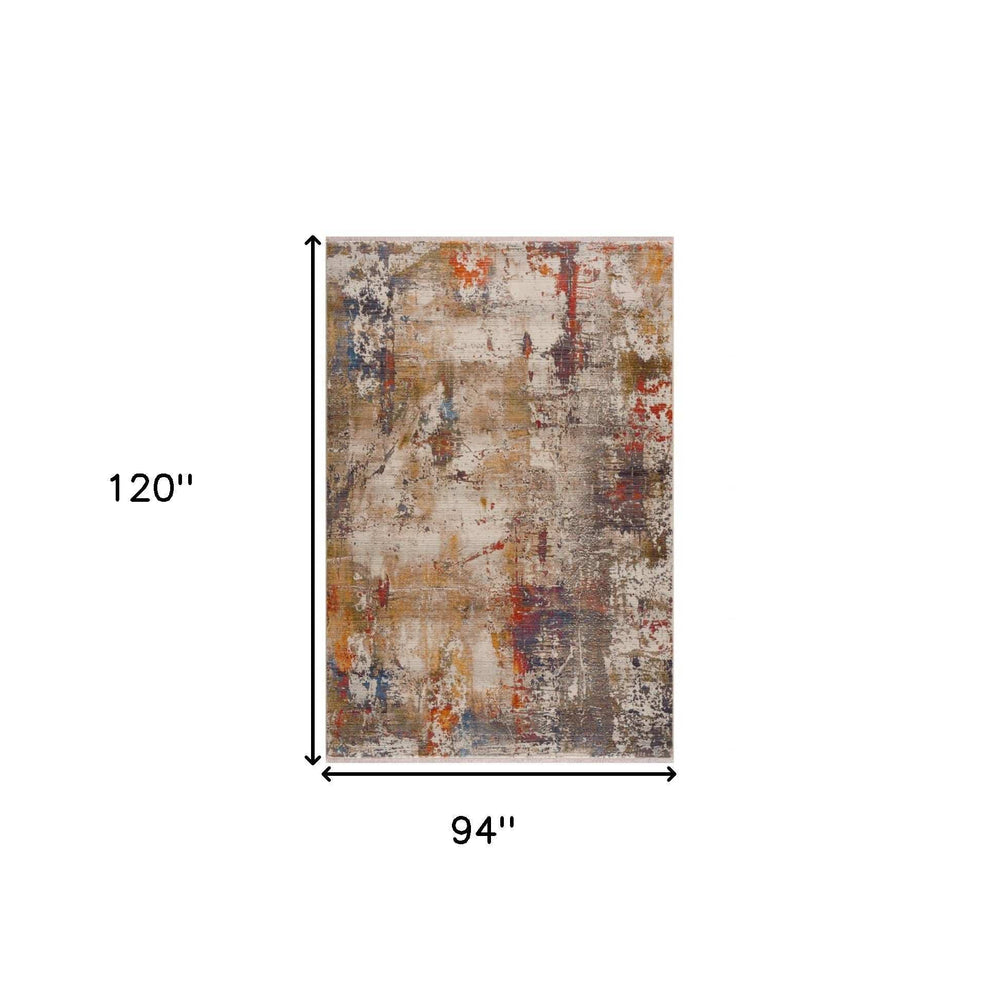 8' X 10' Gray And Ivory Abstract Power Loom Distressed Stain Resistant Area Rug - Homeroots - Flyclothing LLC
