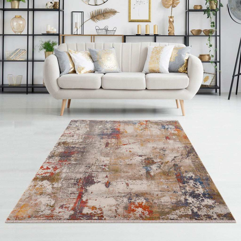 9' X 12' Gray And Ivory Abstract Power Loom Distressed Stain Resistant Area Rug - Homeroots - Flyclothing LLC