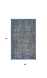 8' X 11' Blue Silver Gray And Cream Damask Distressed Stain Resistant Area Rug - Homeroots - Flyclothing LLC