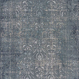 10' X 13' Blue Silver Gray And Cream Damask Distressed Stain Resistant Area Rug - Homeroots - Flyclothing LLC