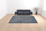 10' X 13' Blue Silver Gray And Cream Damask Distressed Stain Resistant Area Rug - Homeroots
