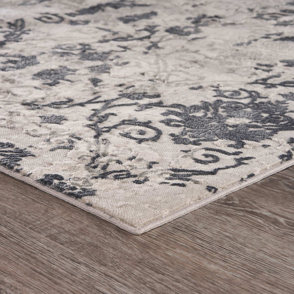 10' X 13' Cream And Gray Damask Stain Resistant Area Rug - Homeroots - Flyclothing LLC