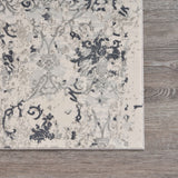 10' X 13' Cream And Gray Damask Stain Resistant Area Rug - Homeroots