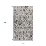 10' X 13' Cream And Gray Damask Stain Resistant Area Rug - Homeroots - Flyclothing LLC