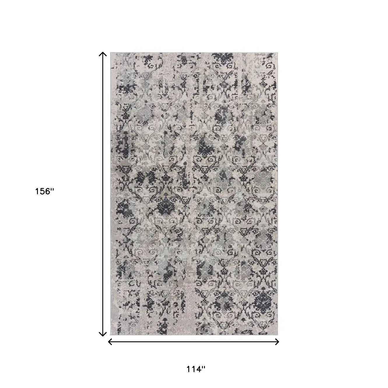 10' X 13' Cream And Gray Damask Stain Resistant Area Rug - Homeroots - Flyclothing LLC