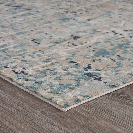 10' X 13' Gray Blue Taupe And Cream Abstract Distressed Stain Resistant Area Rug - Homeroots - Flyclothing LLC