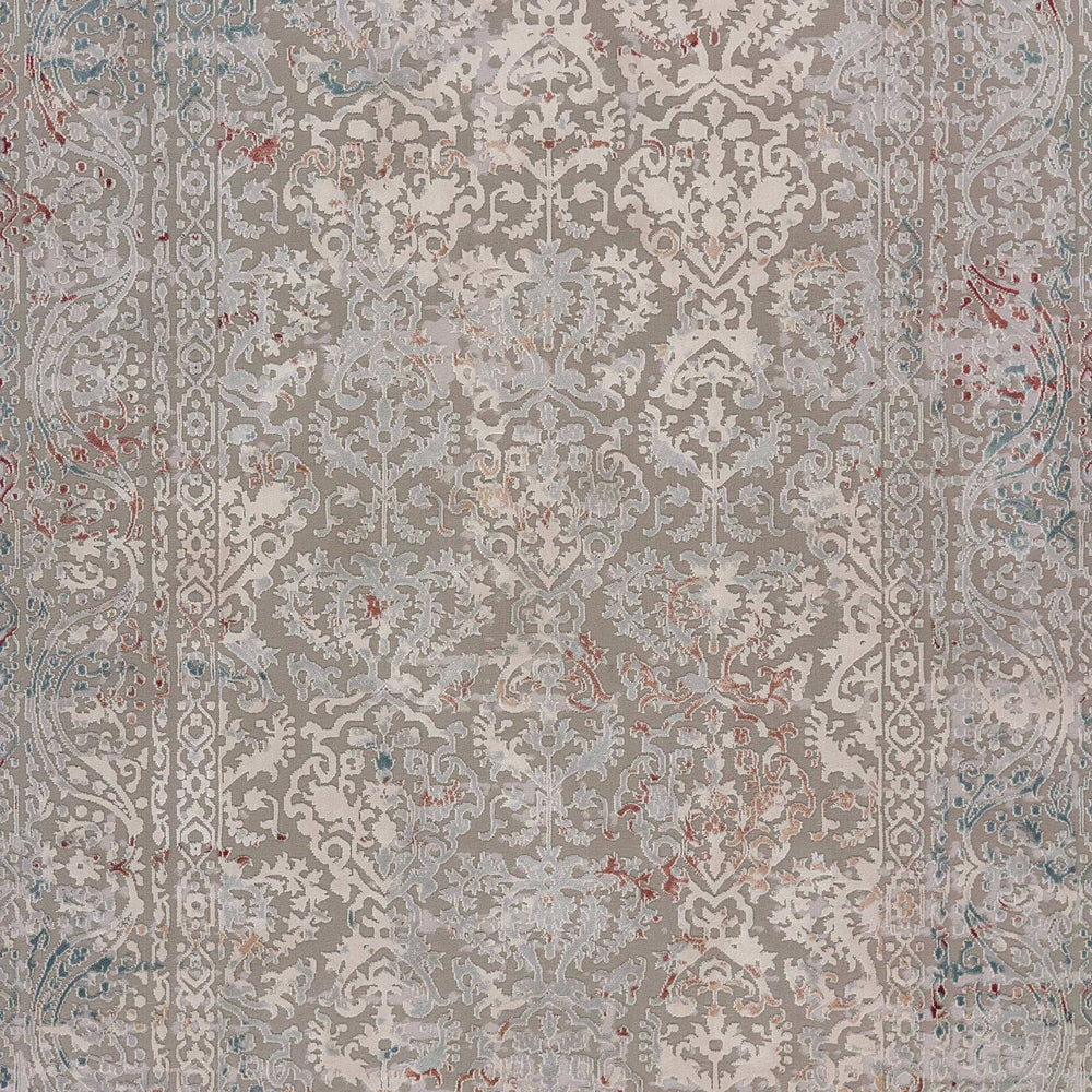 2' X 3' Gray Ivory Slate Blue And Wine Red Abstract Distressed Stain Resistant Area Rug - Homeroots - Flyclothing LLC