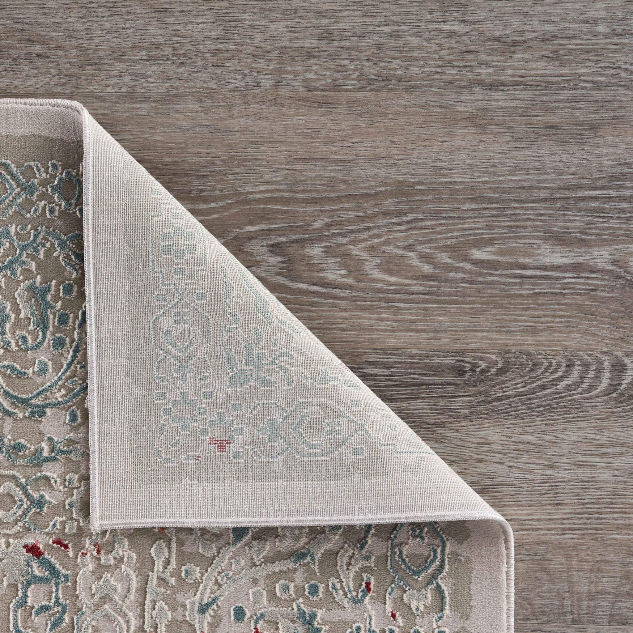 2' X 3' Gray Ivory Slate Blue And Wine Red Abstract Distressed Stain Resistant Area Rug - Homeroots - Flyclothing LLC
