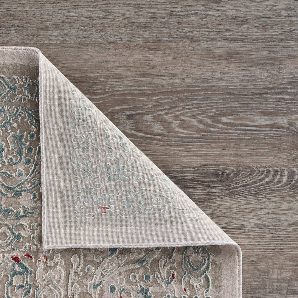 2' X 3' Gray Ivory Slate Blue And Wine Red Abstract Distressed Stain Resistant Area Rug - Homeroots - Flyclothing LLC