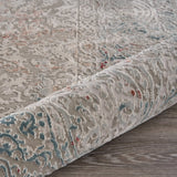 2' X 3' Gray Ivory Slate Blue And Wine Red Abstract Distressed Stain Resistant Area Rug - Homeroots - Flyclothing LLC