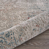 2' X 3' Gray Ivory Slate Blue And Wine Red Abstract Distressed Stain Resistant Area Rug - Homeroots - Flyclothing LLC