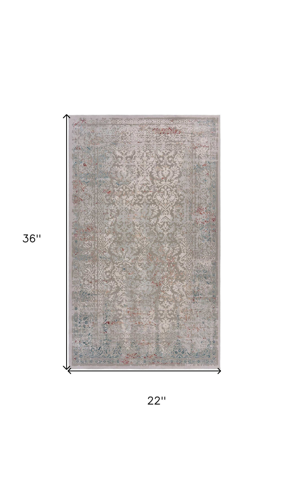 2' X 3' Gray Ivory Slate Blue And Wine Red Abstract Distressed Stain Resistant Area Rug - Homeroots - Flyclothing LLC