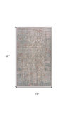 2' X 3' Gray Ivory Slate Blue And Wine Red Abstract Distressed Stain Resistant Area Rug - Homeroots - Flyclothing LLC