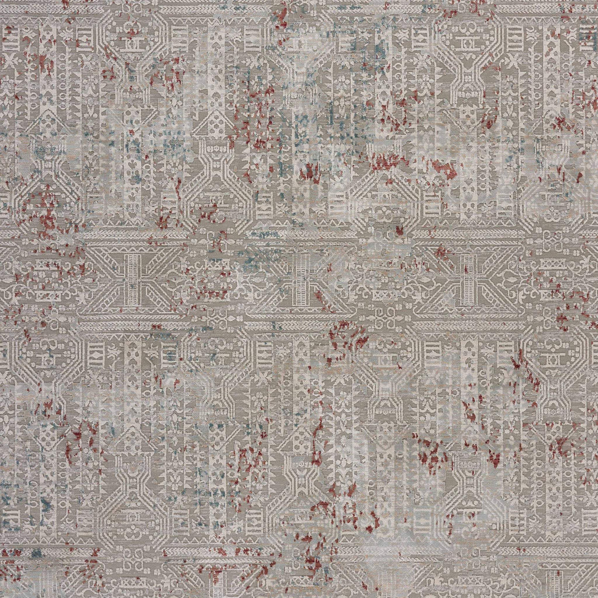 2' X 3' Gray And Ivory Geometric Distressed Stain Resistant Area Rug - Homeroots - Flyclothing LLC