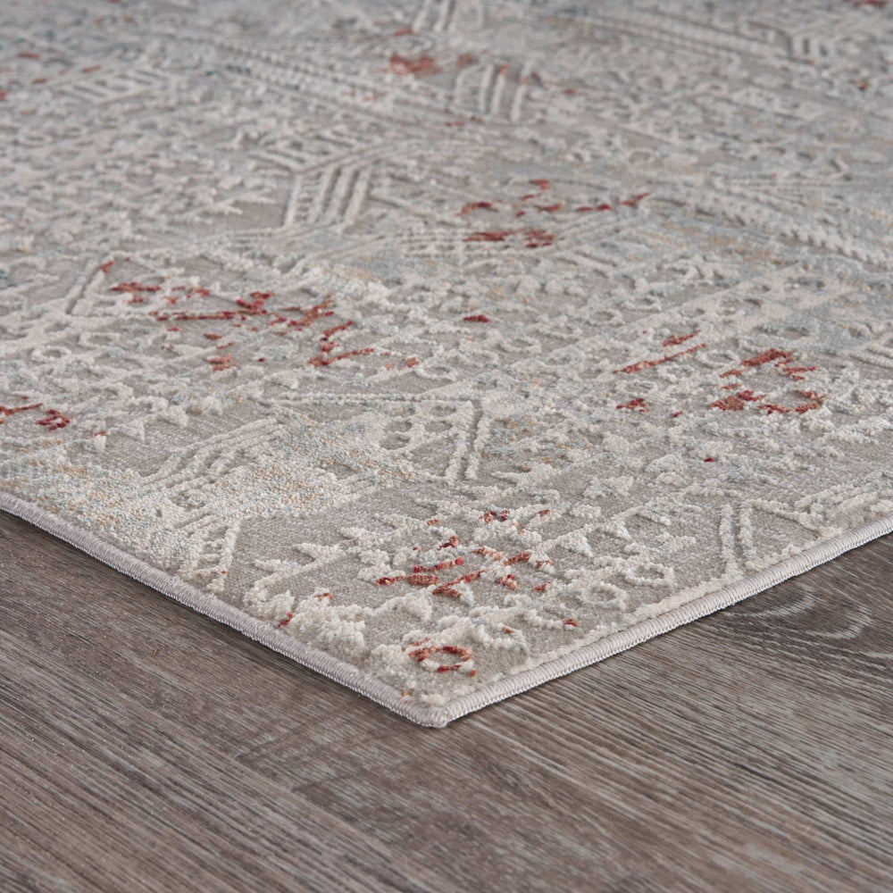2' X 3' Gray And Ivory Geometric Distressed Stain Resistant Area Rug - Homeroots - Flyclothing LLC