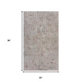 2' X 3' Gray And Ivory Geometric Distressed Stain Resistant Area Rug
