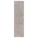 8' Gray Ivory Slate Blue And Wine Red Geometric Distressed Runner Rug - Homeroots