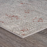 8' Gray Ivory Slate Blue And Wine Red Geometric Distressed Runner Rug - Homeroots - Flyclothing LLC