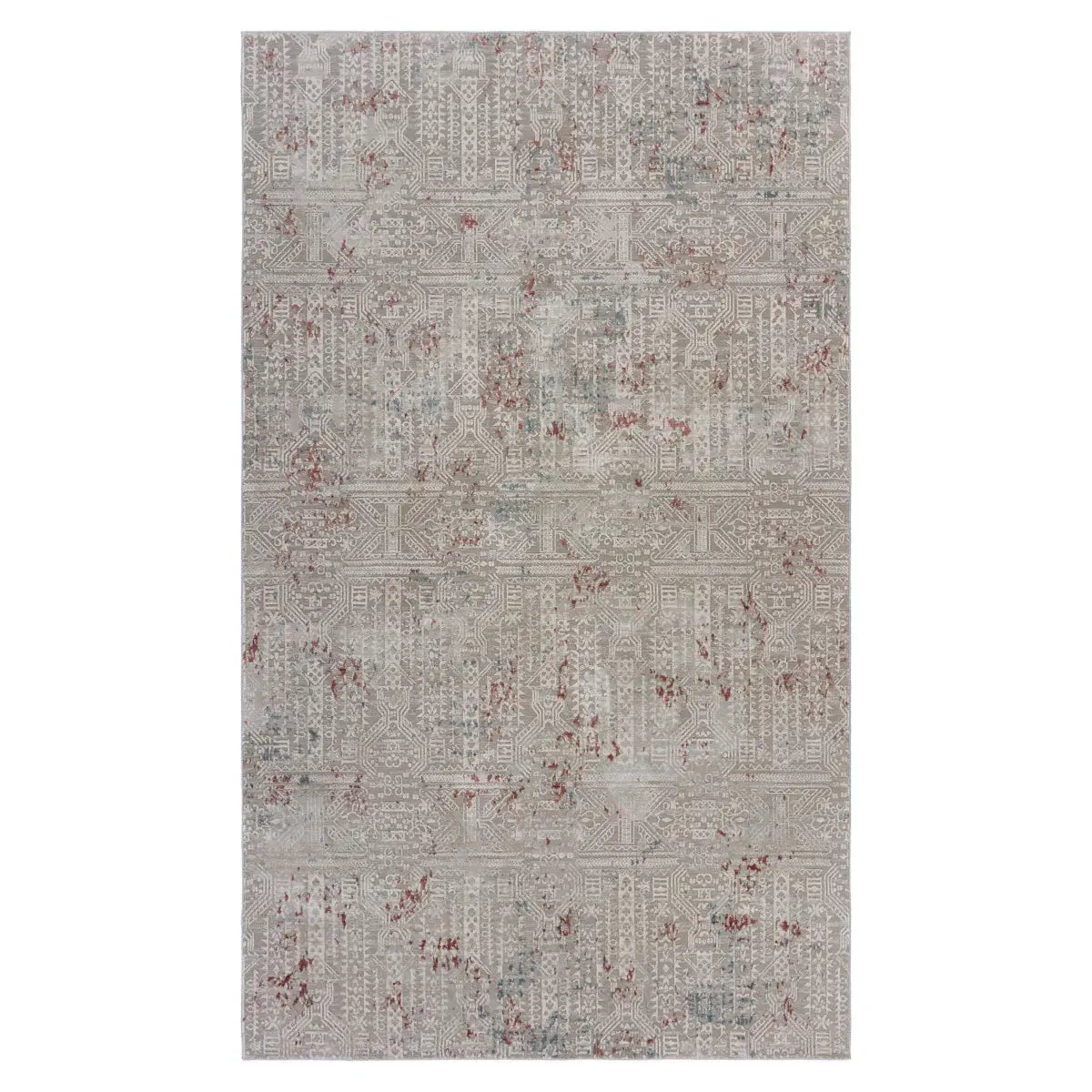8' X 11' Gray Ivory Slate Blue And Wine Red Geometric Stain Resistant Area Rug - Homeroots - Flyclothing LLC