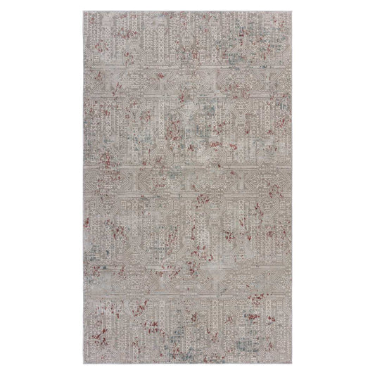 10' X 13' Gray Ivory Slate Blue And Wine Red Geometric Stain Resistant Area Rug - Homeroots - Flyclothing LLC
