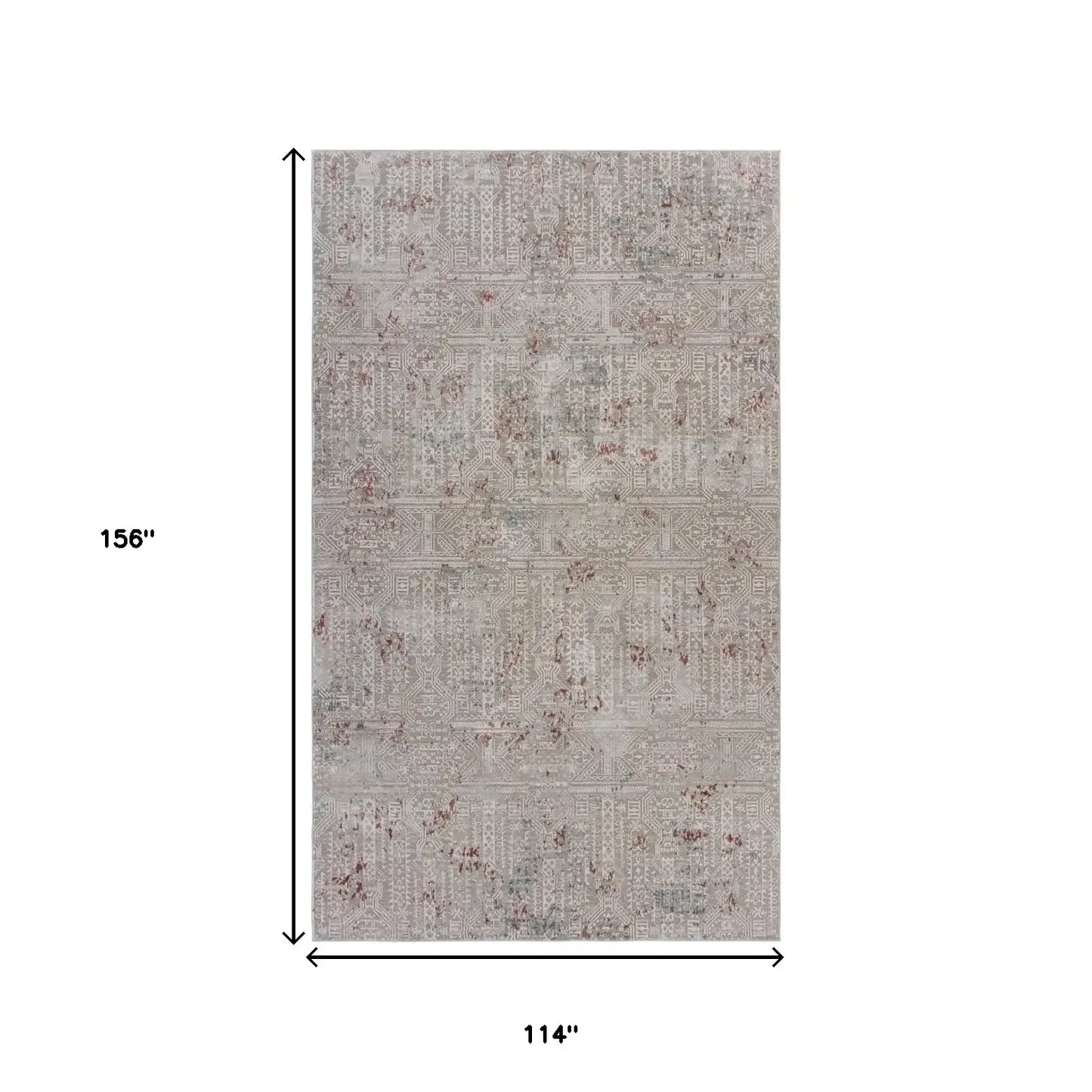 10' X 13' Gray Ivory Slate Blue And Wine Red Geometric Stain Resistant Area Rug - Homeroots - Flyclothing LLC