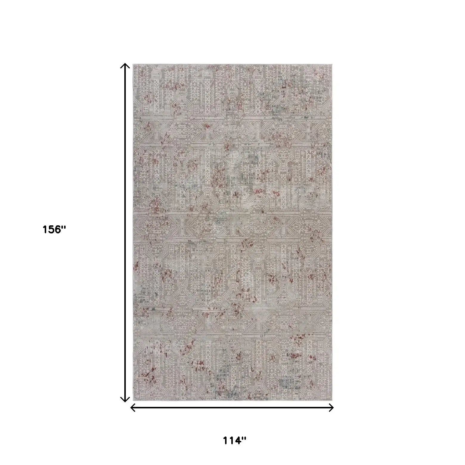 10' X 13' Gray Ivory Slate Blue And Wine Red Geometric Stain Resistant Area Rug - Homeroots - Flyclothing LLC