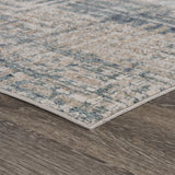 2' X 3' Cream Blue And Ivory Geometric Distressed Stain Resistant Area Rug - Homeroots