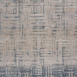 8' Cream Blue And Ivory Geometric Distressed Runner Rug - Homeroots - Flyclothing LLC
