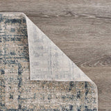 8' Cream Blue And Ivory Geometric Distressed Runner Rug - Homeroots - Flyclothing LLC