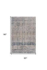 5' X 8' Cream Blue And Ivory Geometric Distressed Stain Resistant Area Rug - Homeroots - Flyclothing LLC