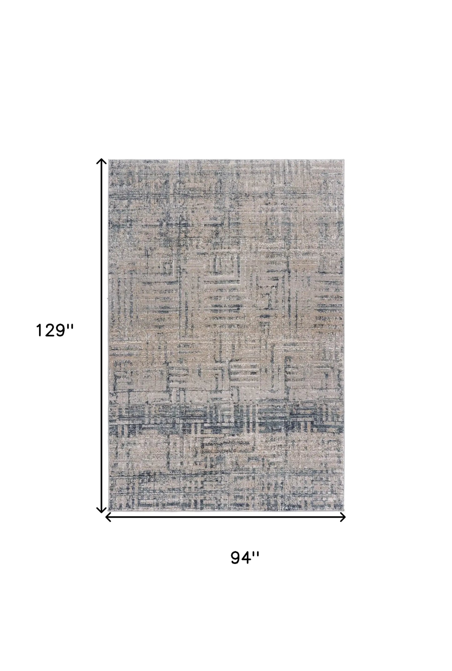 8' X 11' Cream Blue And Ivory Geometric Distressed Stain Resistant Area Rug - Homeroots - Flyclothing LLC